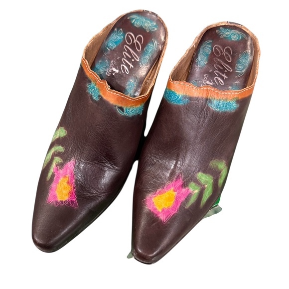 Corey’s  Women’s Cowboy Boho Mules Sz 11 Brown Leather Pointed Toe Western 41 - Picture 2 of 6